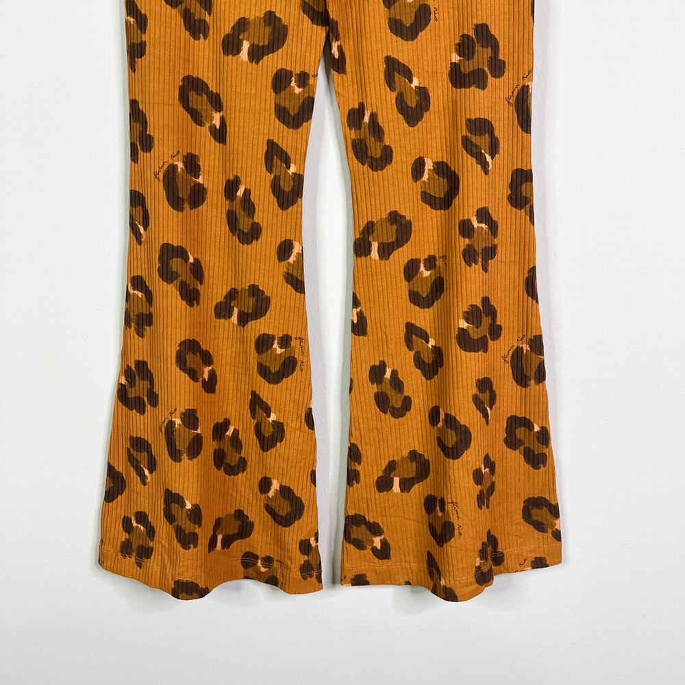 FARM Rio | Leopard Cheetah Print Ribbed Pull On Flare Lounge Pants Large L - Picture 8 of 10